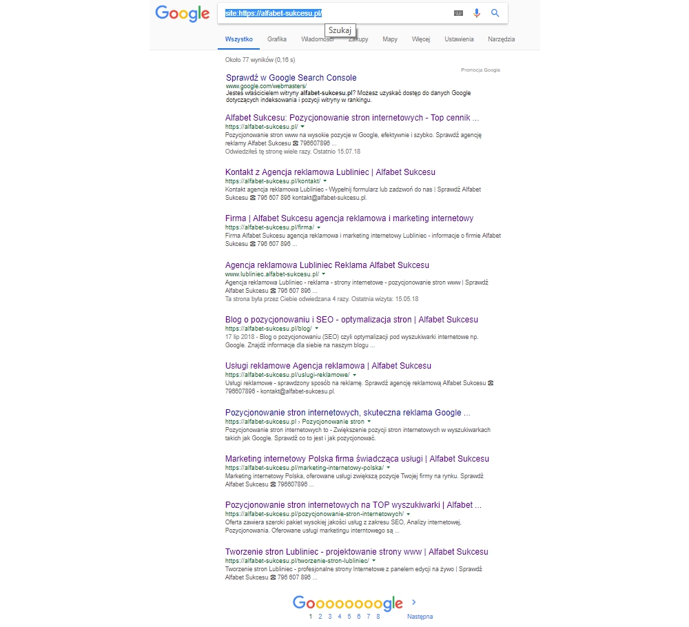 Indeksowanie stron w Google