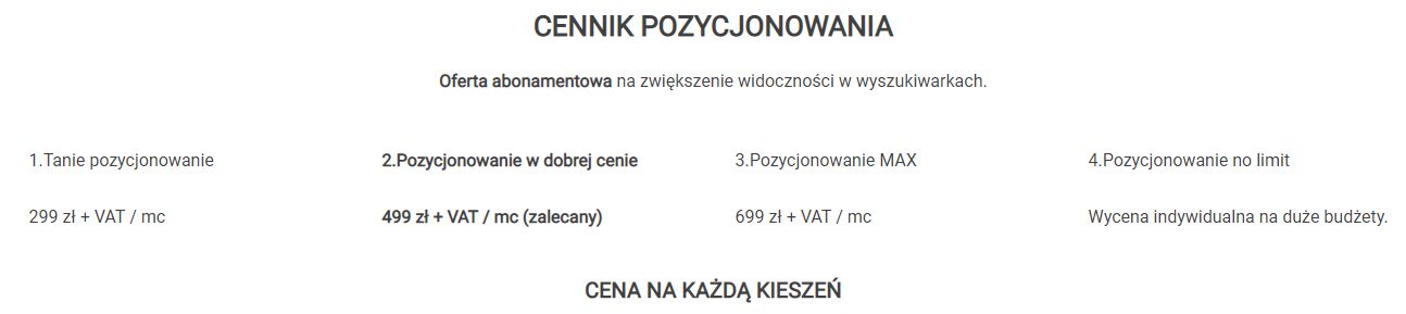Cennik pozycjonowania stron www Pozycjonowanie stron www Włocławek
